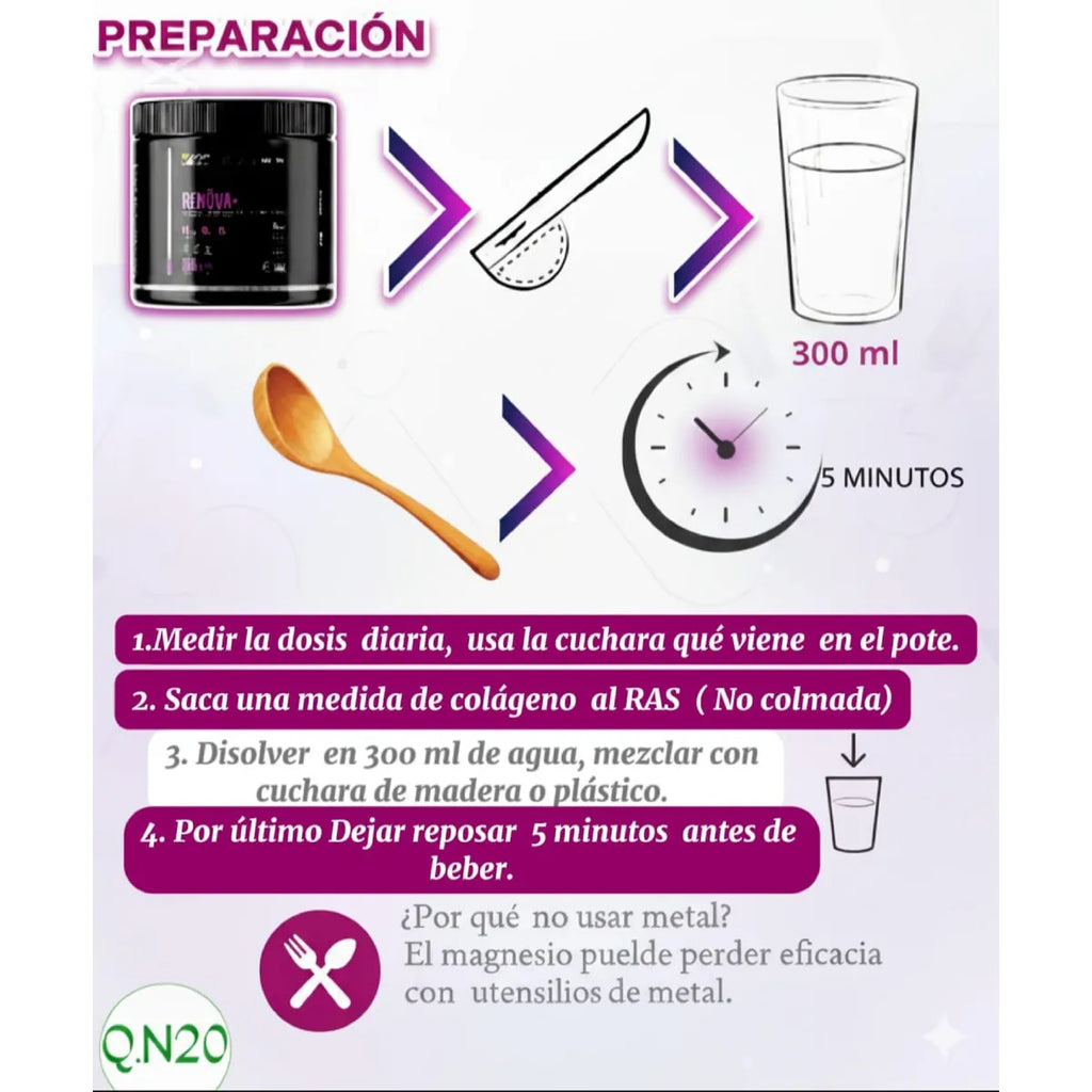 RENOVA+ Colágeno Hidrolizado con Biopéptidos Activos – 315 g | Sabor Berries