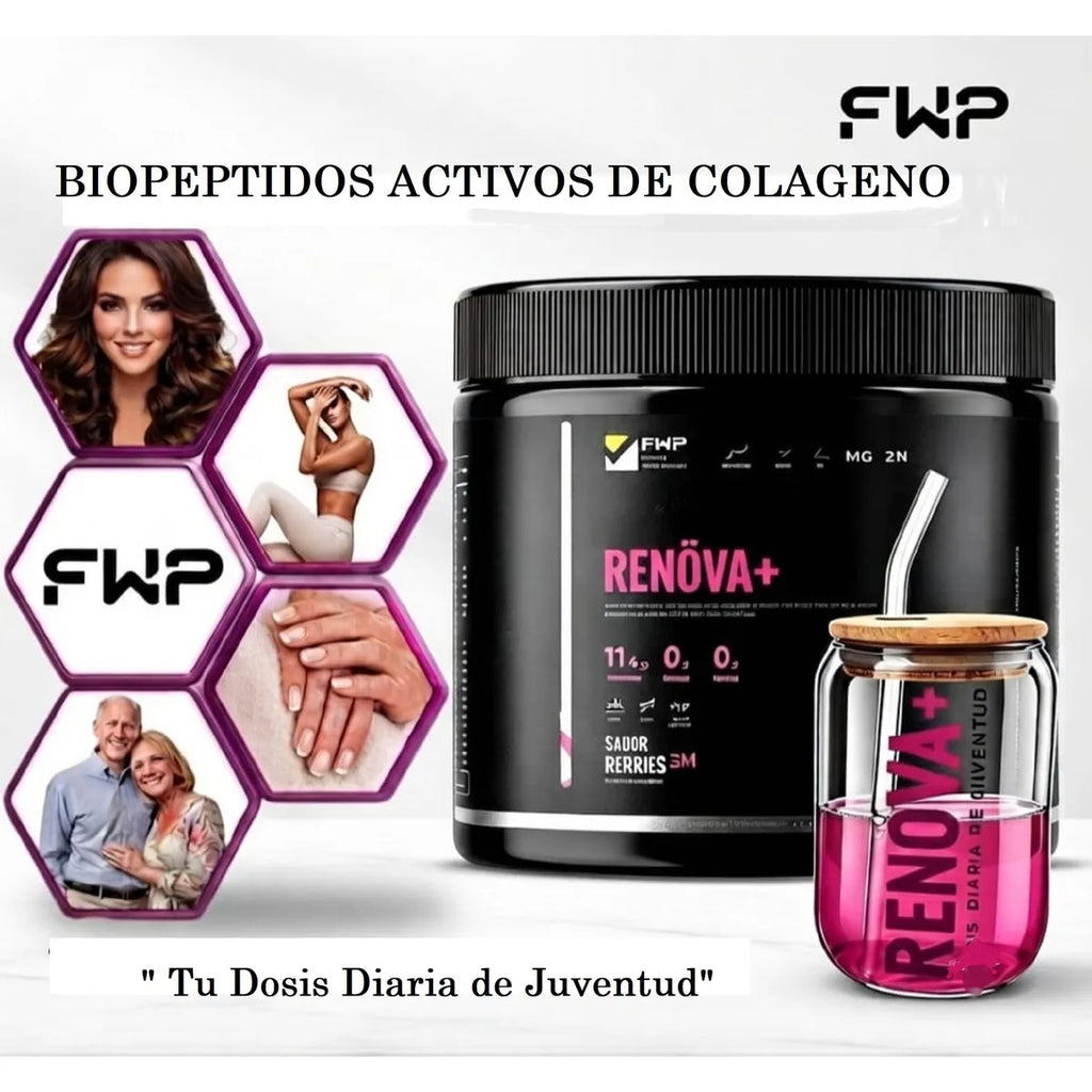 RENOVA+ Colágeno Hidrolizado con Biopéptidos Activos – 315 g | Sabor Berries